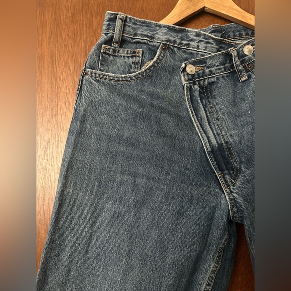 ZARA Hight Rise Wide Leg Crossover Waistband Jeans - Picture 4 of 5